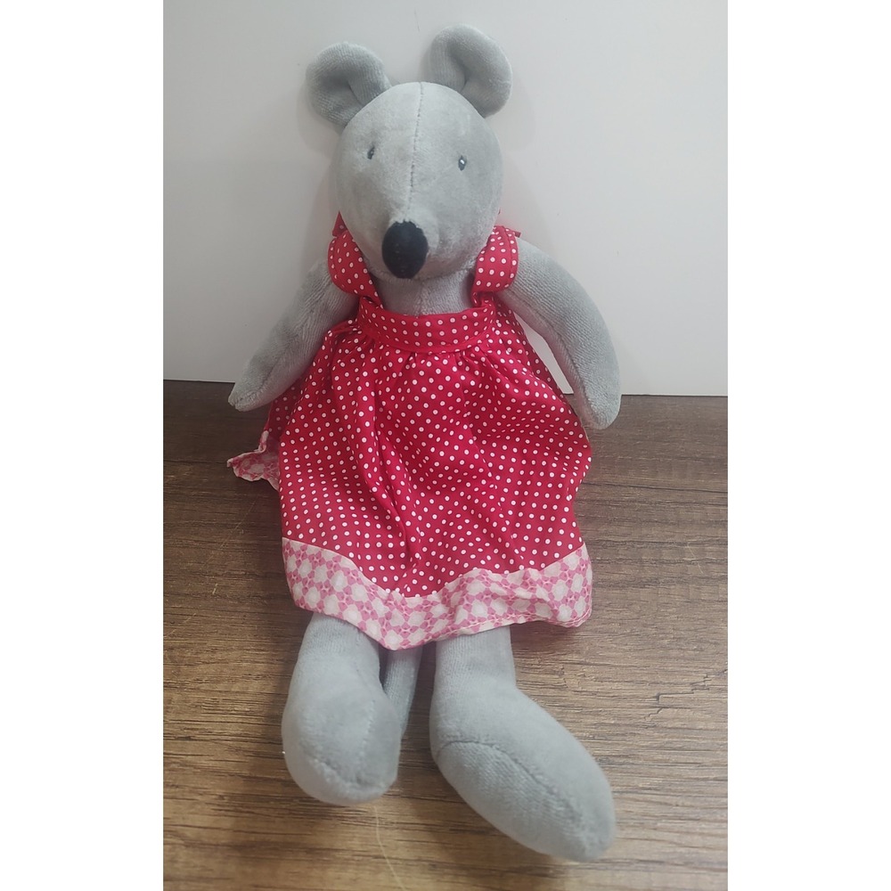 Moulin Roty Nini Mouse Plush La Grande Famille Red Dress. Good Condition S1